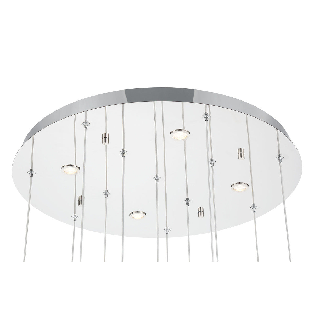 Eurofase Lighting Norah 24" 12-Light Integrated LED Glass Shade Polished Nickel Steel Multi-Drop Chandelier
