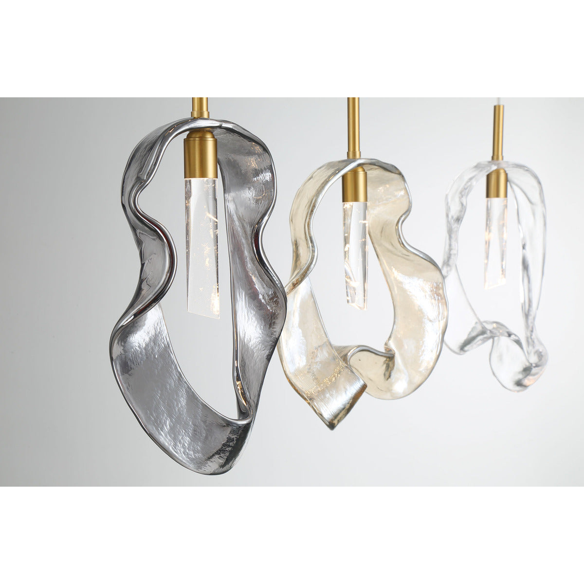 Eurofase Lighting Norah 51" 9-Light Integrated LED Glass Shade Gold Steel Linear Chandelier