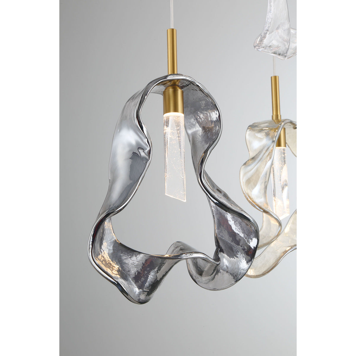 Eurofase Lighting Norah 51" 9-Light Integrated LED Glass Shade Gold Steel Linear Chandelier