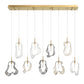 Eurofase Lighting Norah 51" 9-Light Integrated LED Glass Shade Gold Steel Linear Chandelier