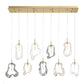 Eurofase Lighting Norah 51" 9-Light Integrated LED Glass Shade Gold Steel Linear Chandelier