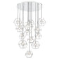 Eurofase Lighting Norway 41" 13-Light Round Dimmable LED Chrome Metal Chandelier With Hand Made Ice Glass Shades