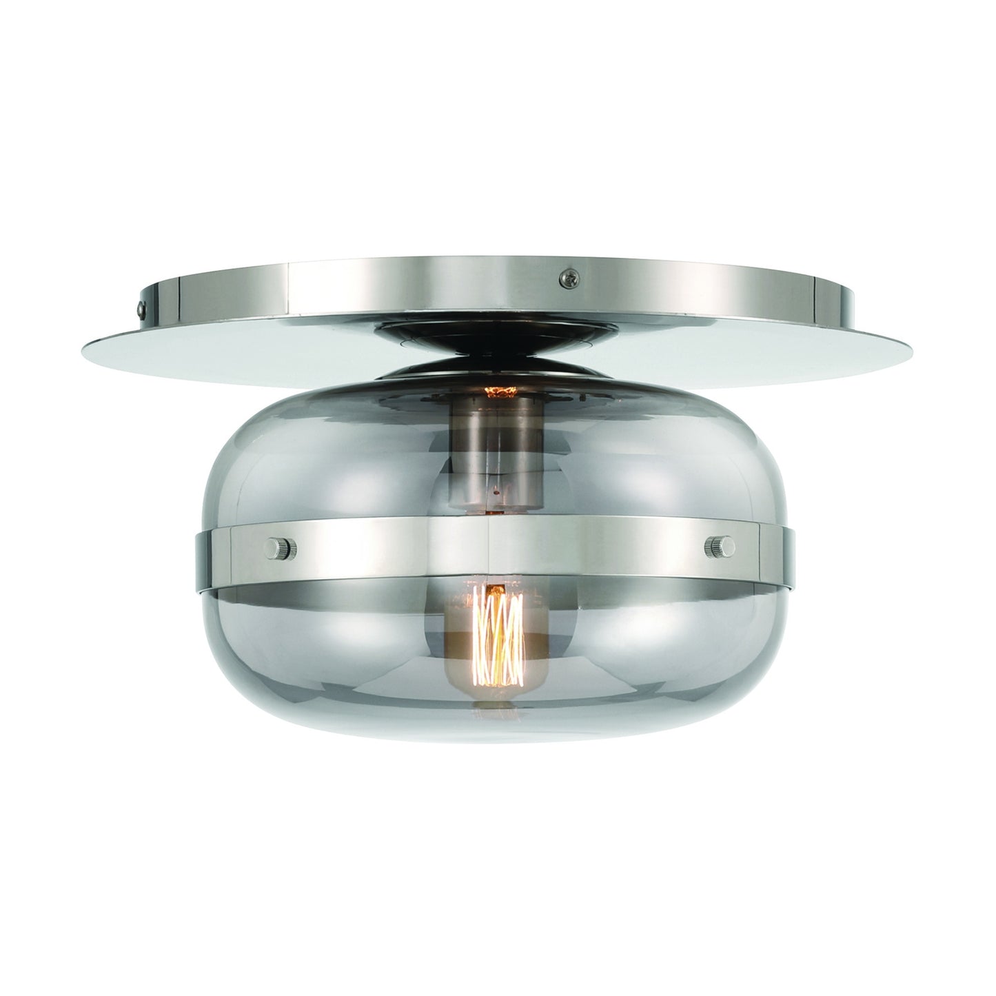 Eurofase Lighting Nottingham 10" 1-Light Smoke Glass Shade Polished Nickel Flush Mount Lighting