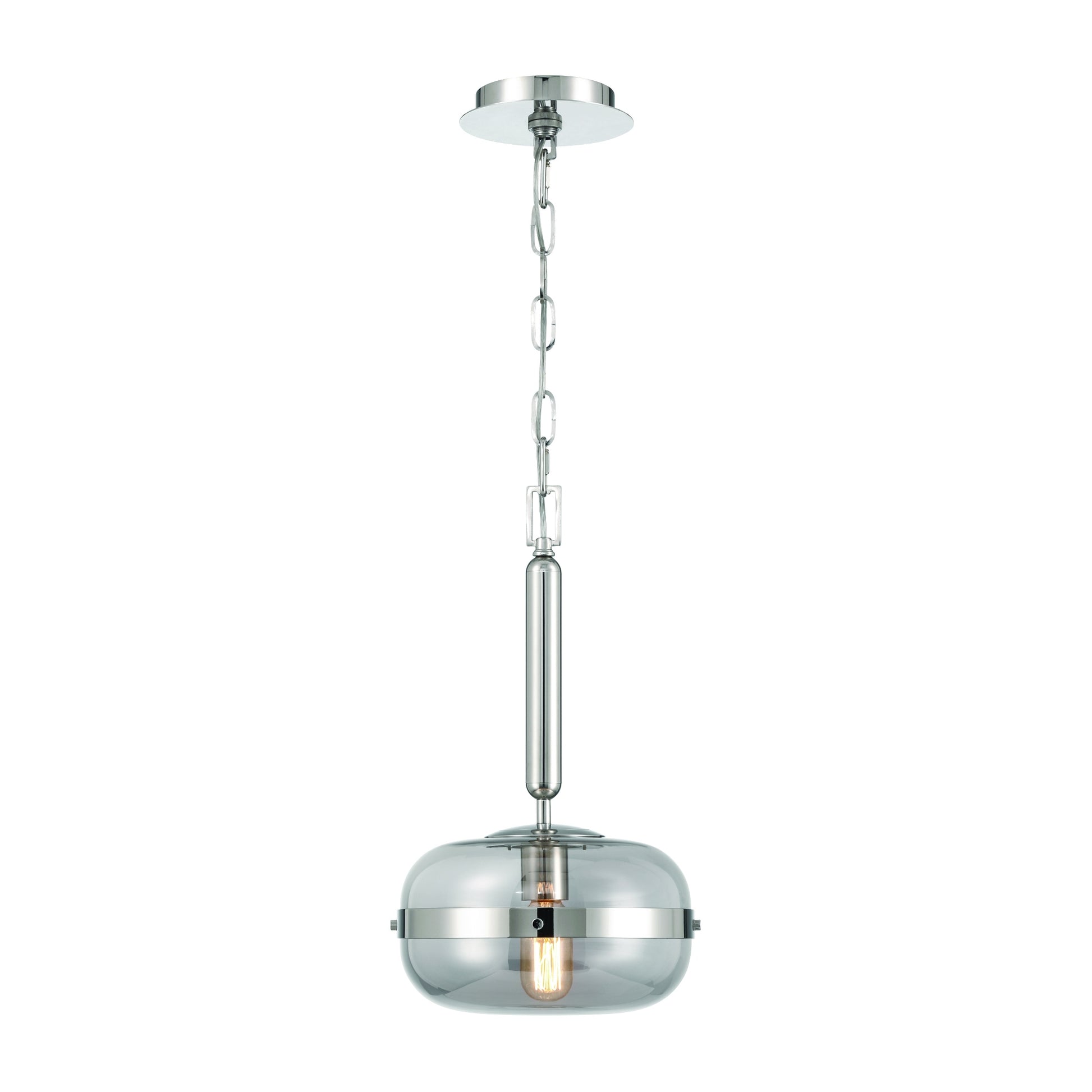 Eurofase Lighting Nottingham 10" 1-Light Smoke Glass Shade Polished Nickel Pendant Light