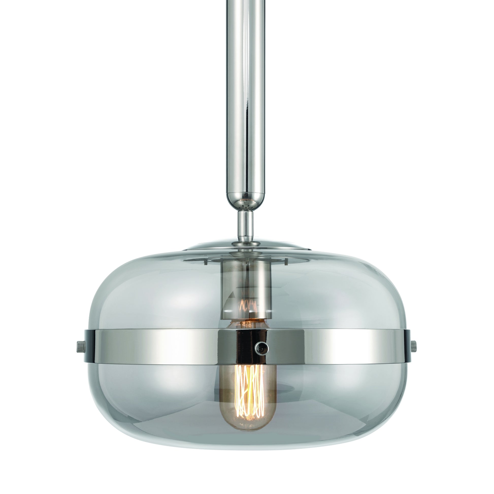 Eurofase Lighting Nottingham 10" 1-Light Smoke Glass Shade Polished Nickel Pendant Light