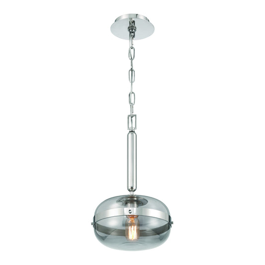Eurofase Lighting Nottingham 10" 1-Light Smoke Glass Shade Polished Nickel Pendant Light