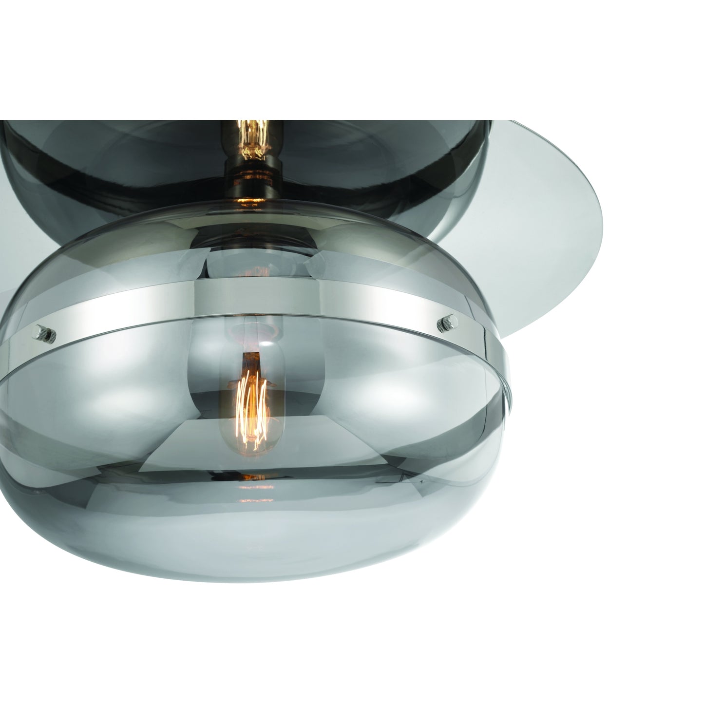 Eurofase Lighting Nottingham 14" 1-Light Smoke Glass Shade Polished Nickel Flush Mount Lighting