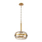 Eurofase Lighting Nottingham 14" Medium Dimmable Incandescent Antique Brass Pendant Light With Amber Tinted Glass Orb Shade