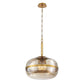 Eurofase Lighting Nottingham 20" 3-Light Large Dimmable Incandescent Antique Brass Pendant Light With Amber Tinted Glass Orb Shade