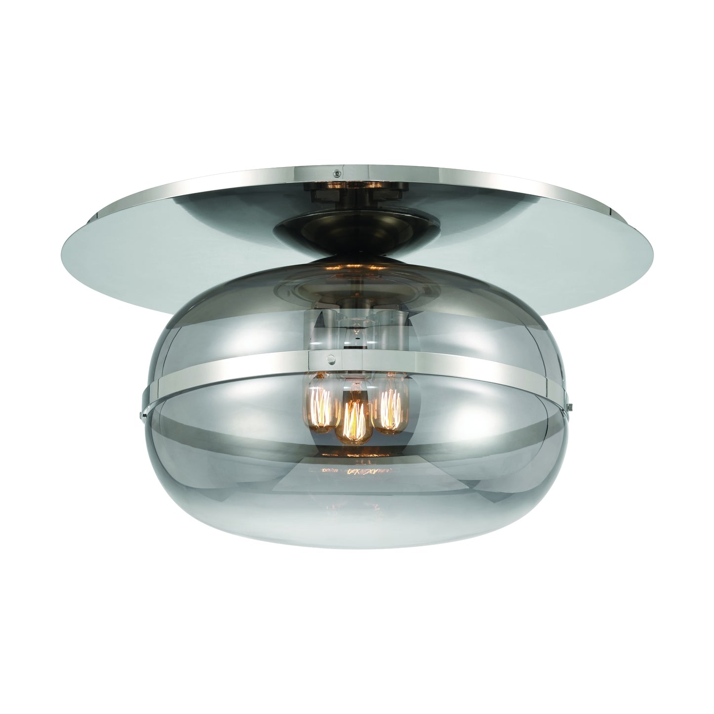 Eurofase Lighting Nottingham 20" 3-Light Smoke Glass Shade Polished Nickel Flush Mount Lighting