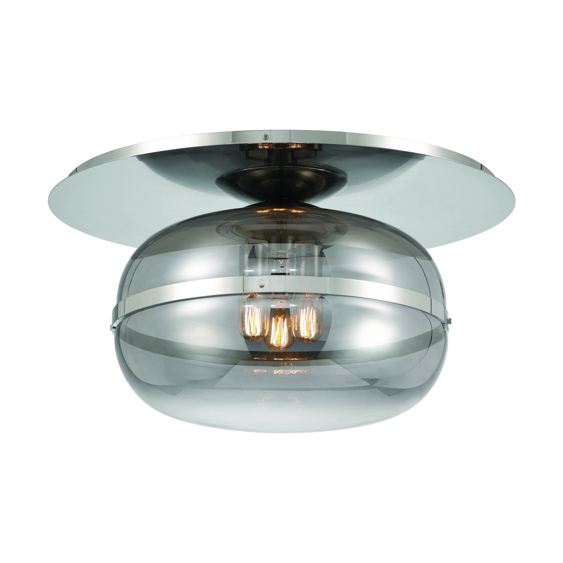 Eurofase Lighting Nottingham 20" 3-Light Smoke Glass Shade Polished Nickel Flush Mount Lighting