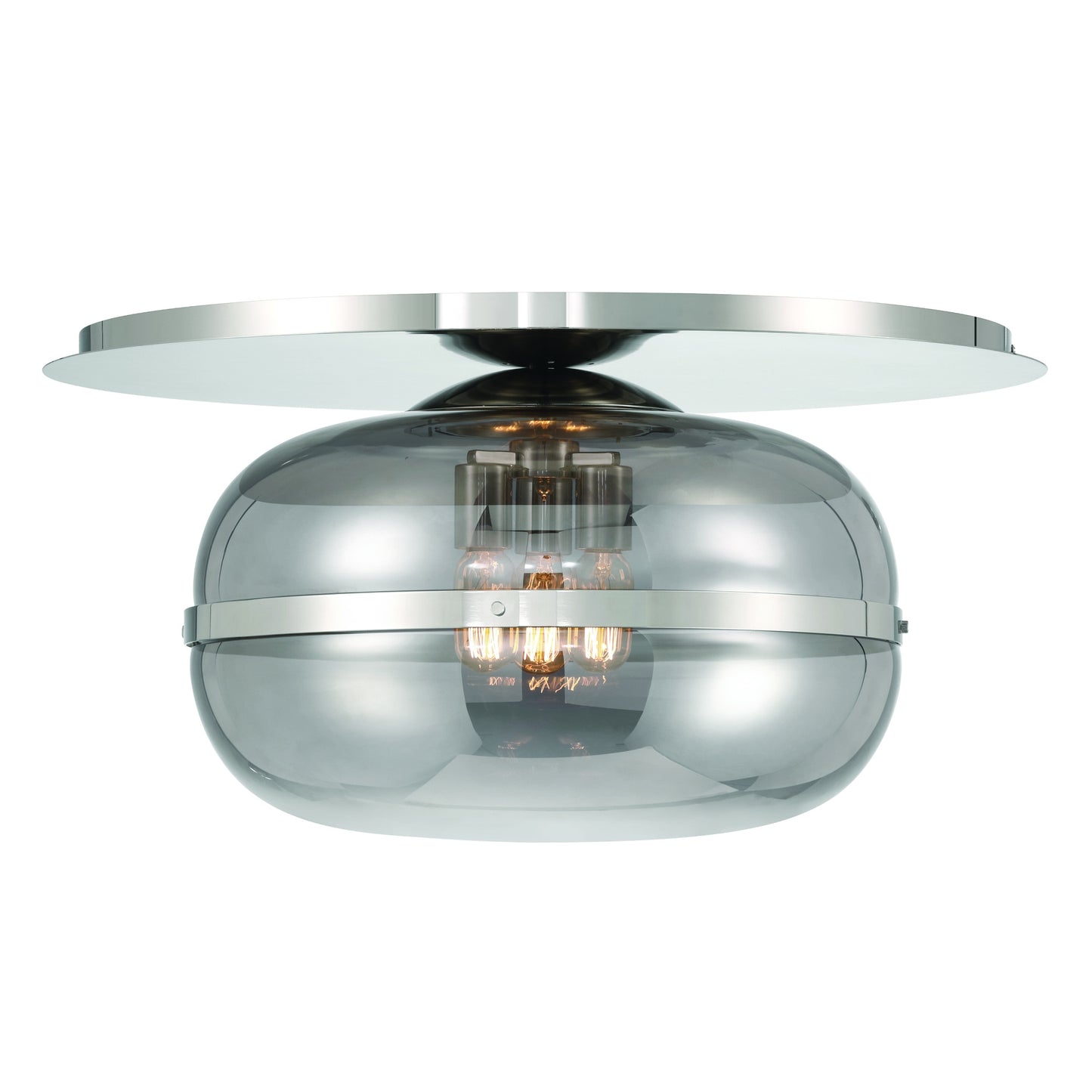 Eurofase Lighting Nottingham 20" 3-Light Smoke Glass Shade Polished Nickel Flush Mount Lighting