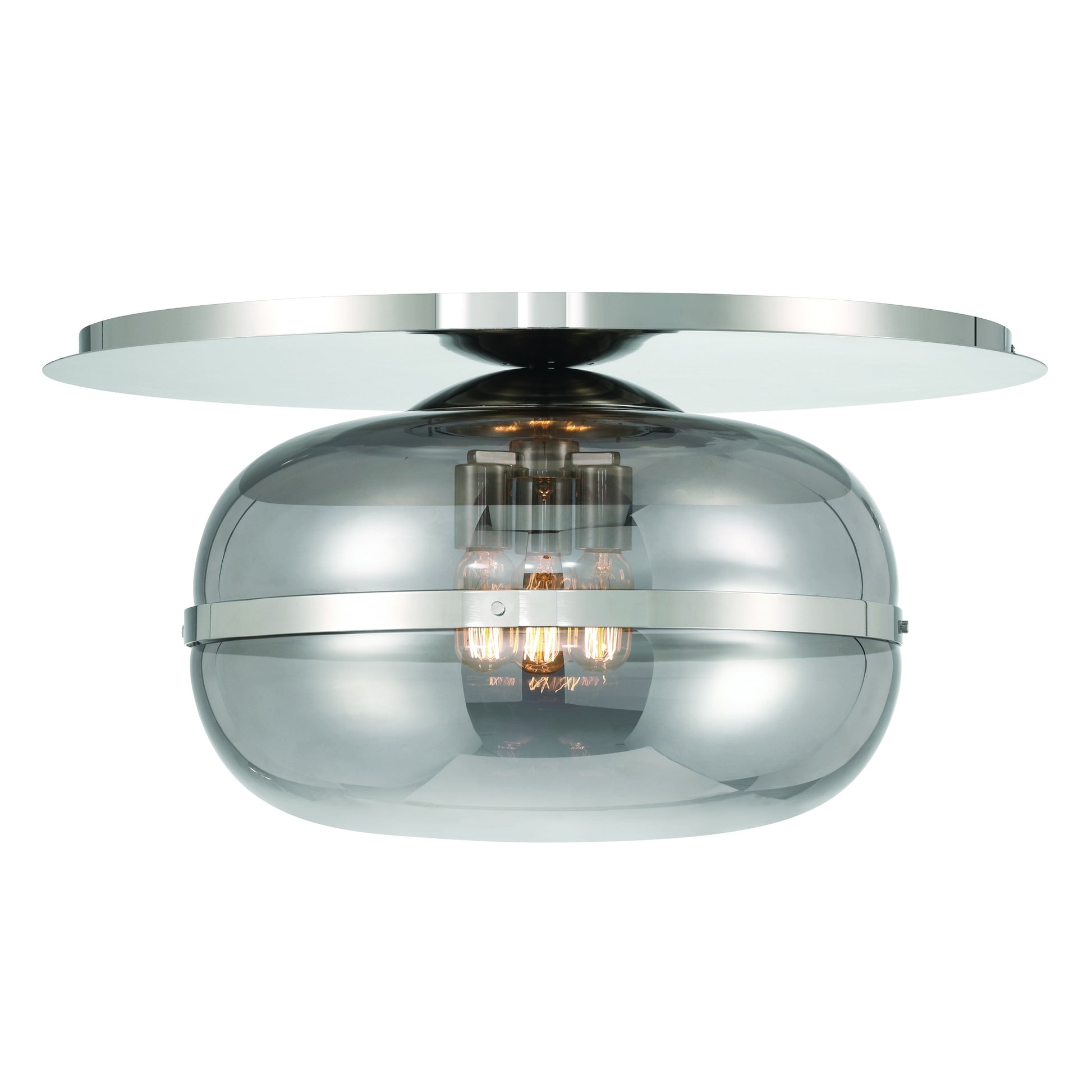 Eurofase Lighting Nottingham 20" 3-Light Smoke Glass Shade Polished Nickel Flush Mount Lighting