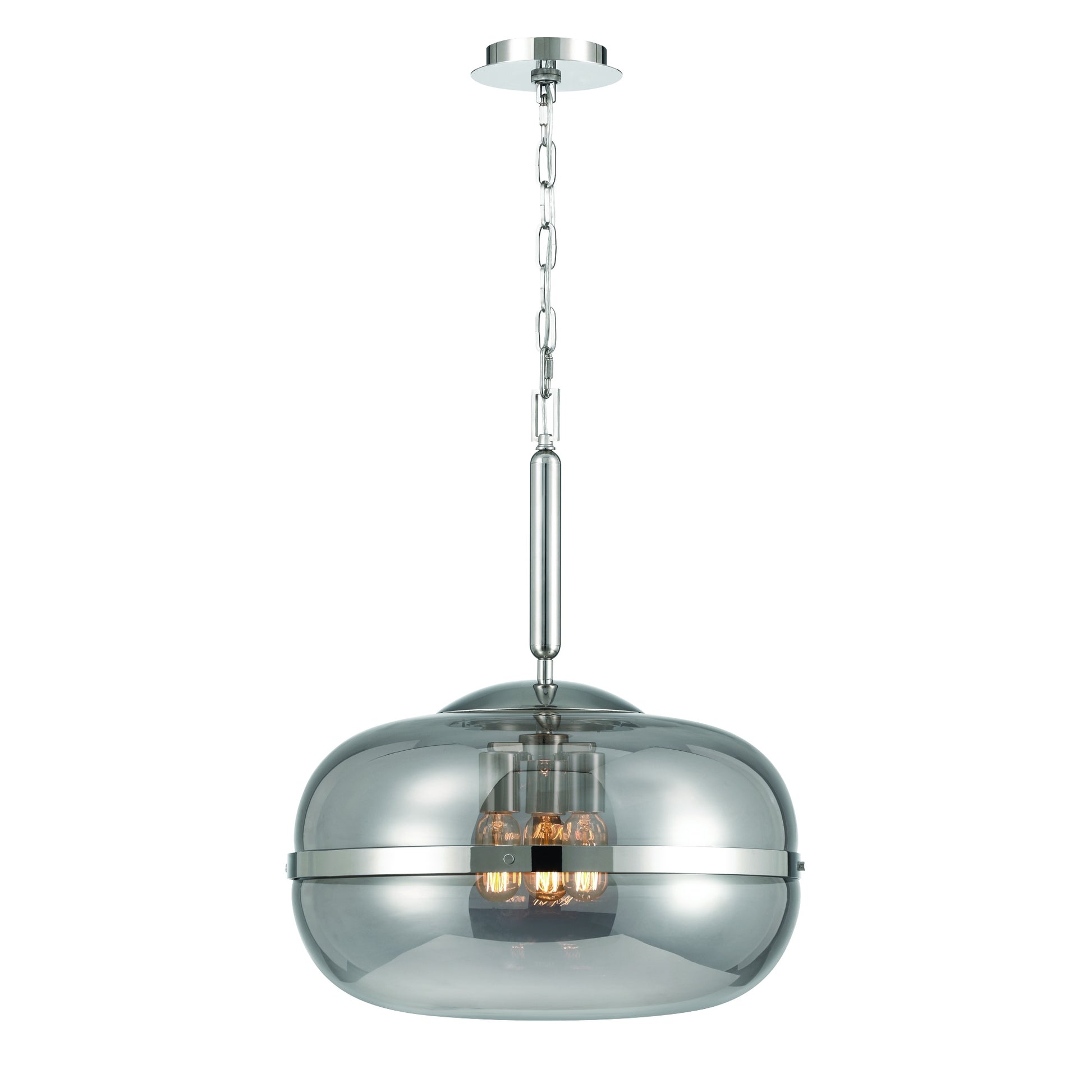 Eurofase Lighting Nottingham 20" 3-Light Smoke Glass Shade Polished Nickel Pendant Light