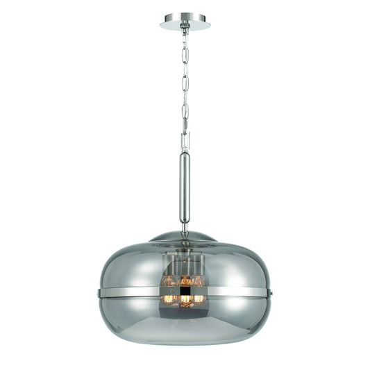 Eurofase Lighting Nottingham 20" 3-Light Smoke Glass Shade Polished Nickel Pendant Light
