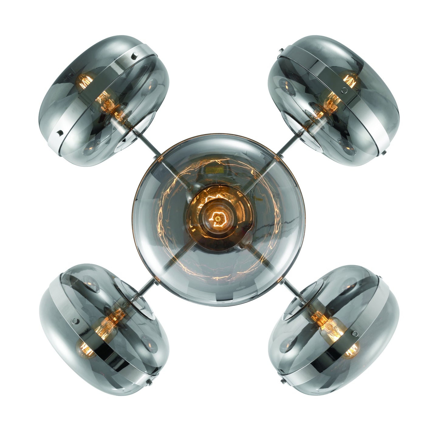 Eurofase Lighting Nottingham 28" 5-Light Smoke Glass Shade Polished Nickel Chandelier