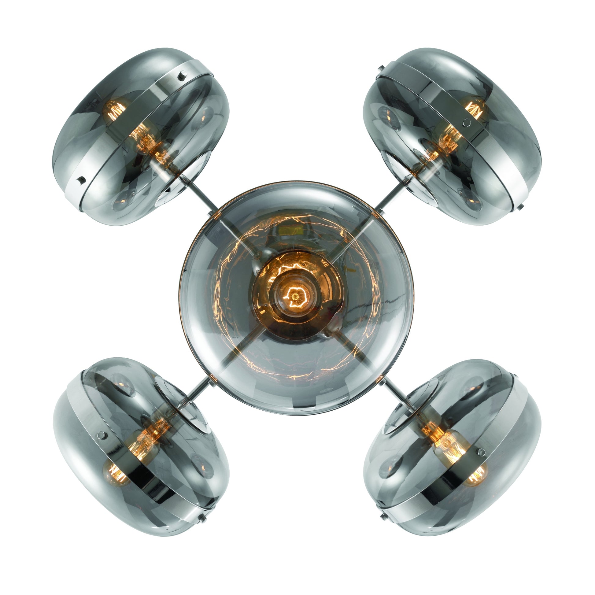 Eurofase Lighting Nottingham 28" 5-Light Smoke Glass Shade Polished Nickel Chandelier