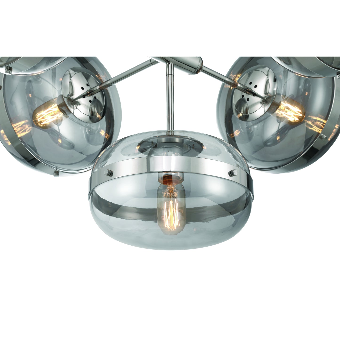 Eurofase Lighting Nottingham 28" 5-Light Smoke Glass Shade Polished Nickel Chandelier