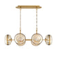 Eurofase Lighting Nottingham 44" 6-Light Dimmable Incandescent Antique Brass Oval Chandelier With Champagne Glass Shades