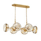 Eurofase Lighting Nottingham 44" 6-Light Dimmable Incandescent Antique Brass Oval Chandelier With Champagne Glass Shades
