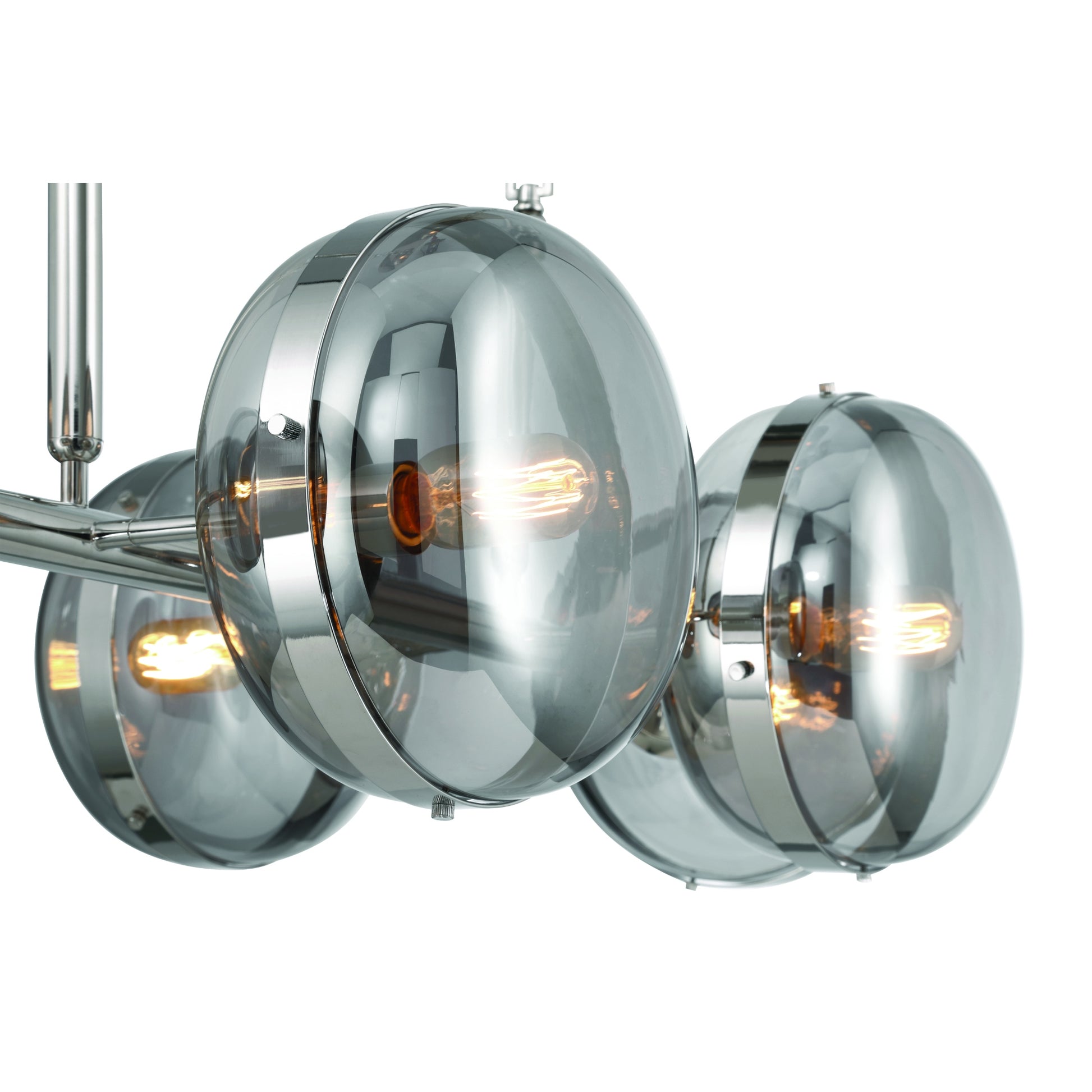 Eurofase Lighting Nottingham 44" 6-Light Smoke Glass Shade Polished Nickel Chandelier