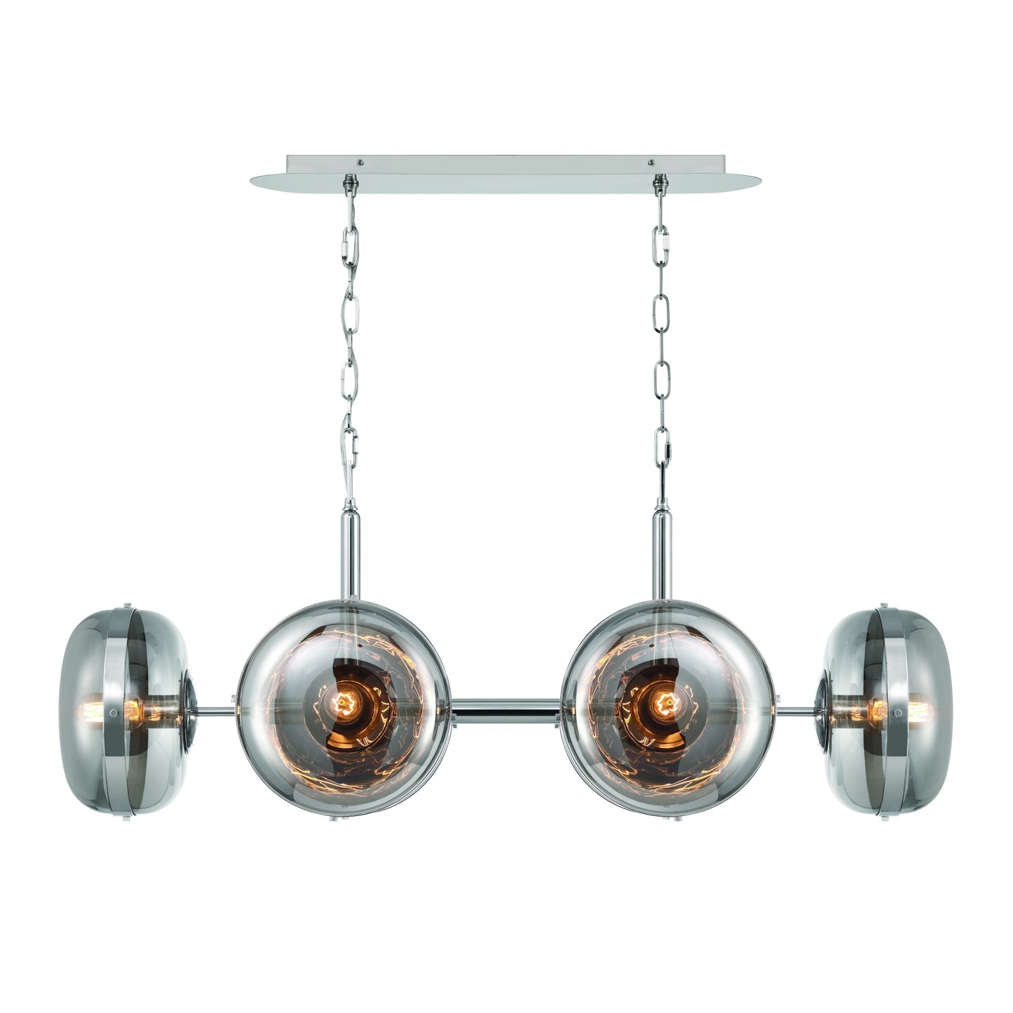 Eurofase Lighting Nottingham 44" 6-Light Smoke Glass Shade Polished Nickel Chandelier