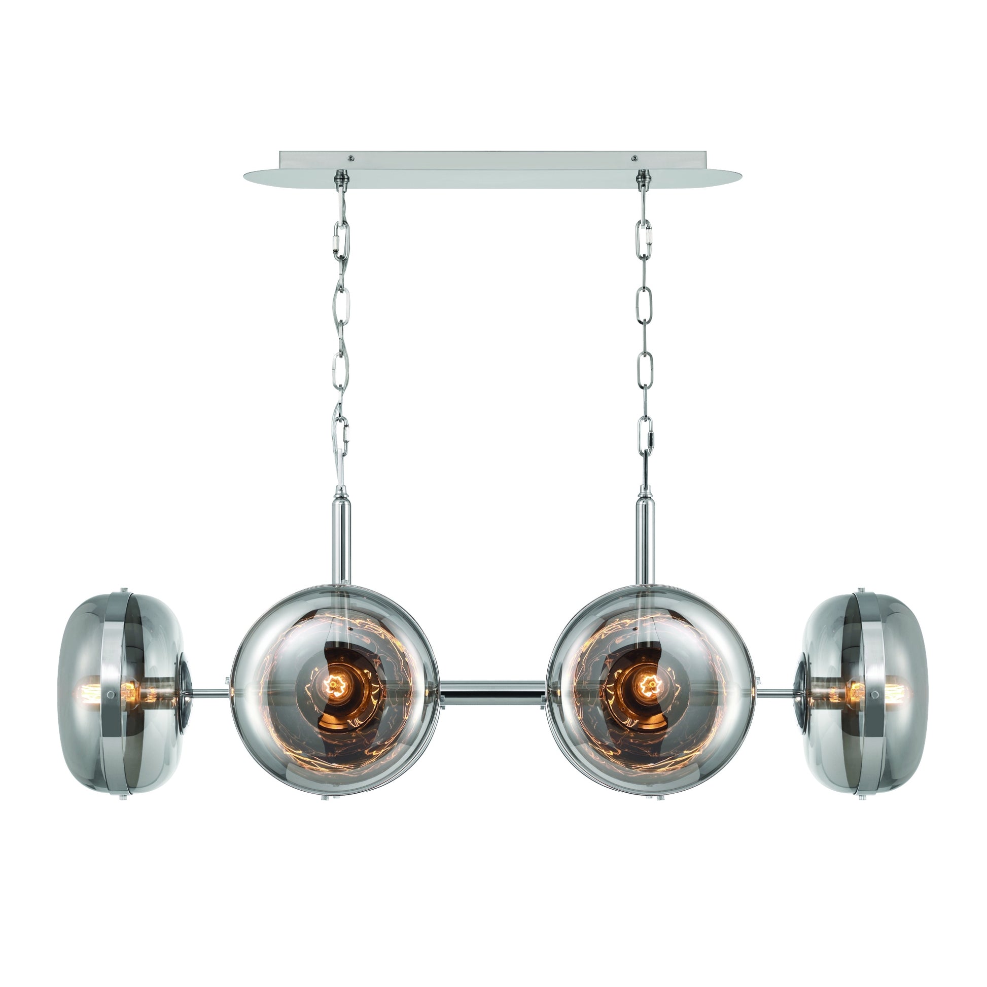 Eurofase Lighting Nottingham 44" 6-Light Smoke Glass Shade Polished Nickel Chandelier