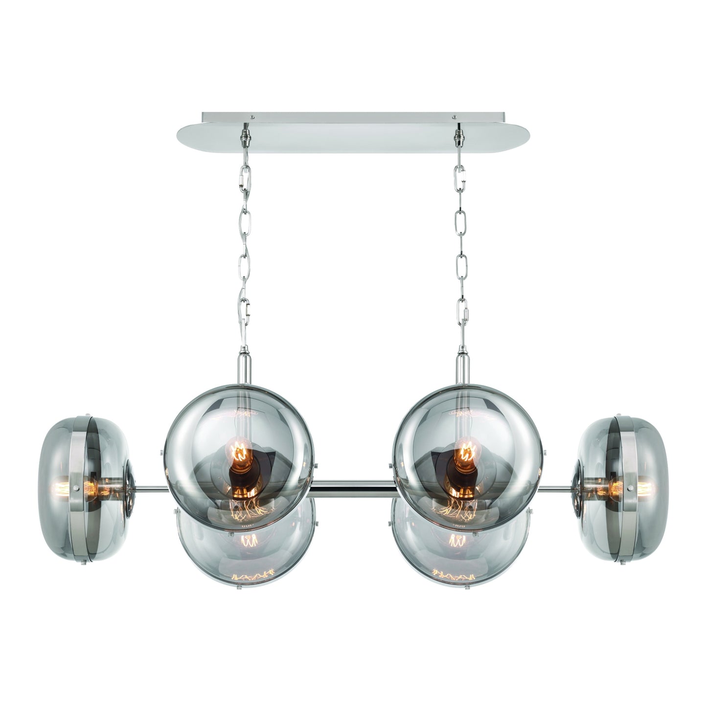 Eurofase Lighting Nottingham 44" 6-Light Smoke Glass Shade Polished Nickel Chandelier