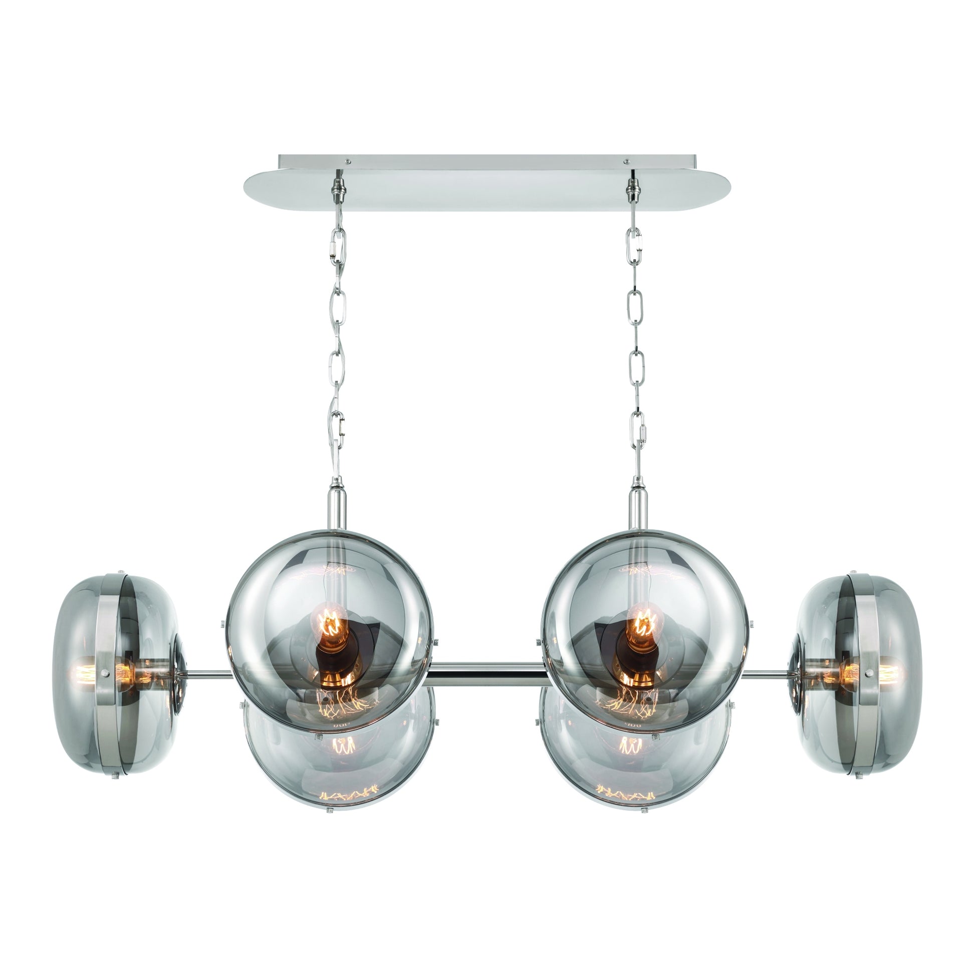 Eurofase Lighting Nottingham 44" 6-Light Smoke Glass Shade Polished Nickel Chandelier