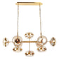 Eurofase Lighting Nottingham 54" 10-Light Dimmable Incandescent Antique Brass Oval Chandelier With Champagne Glass Shades