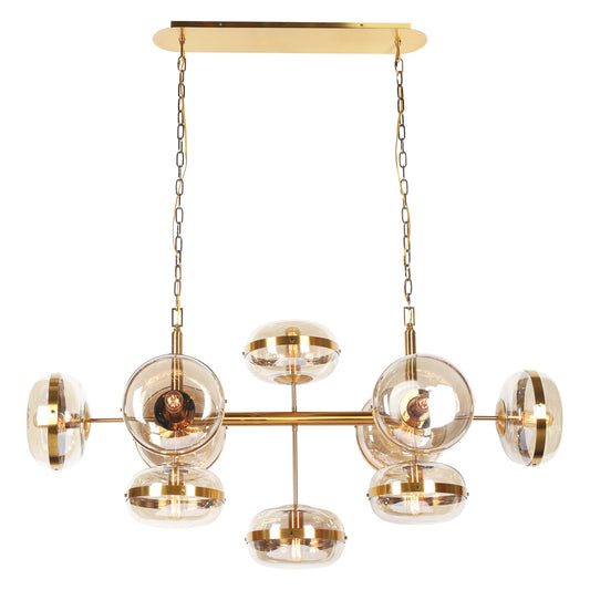 Eurofase Lighting Nottingham 54" 10-Light Dimmable Incandescent Antique Brass Oval Chandelier With Champagne Glass Shades