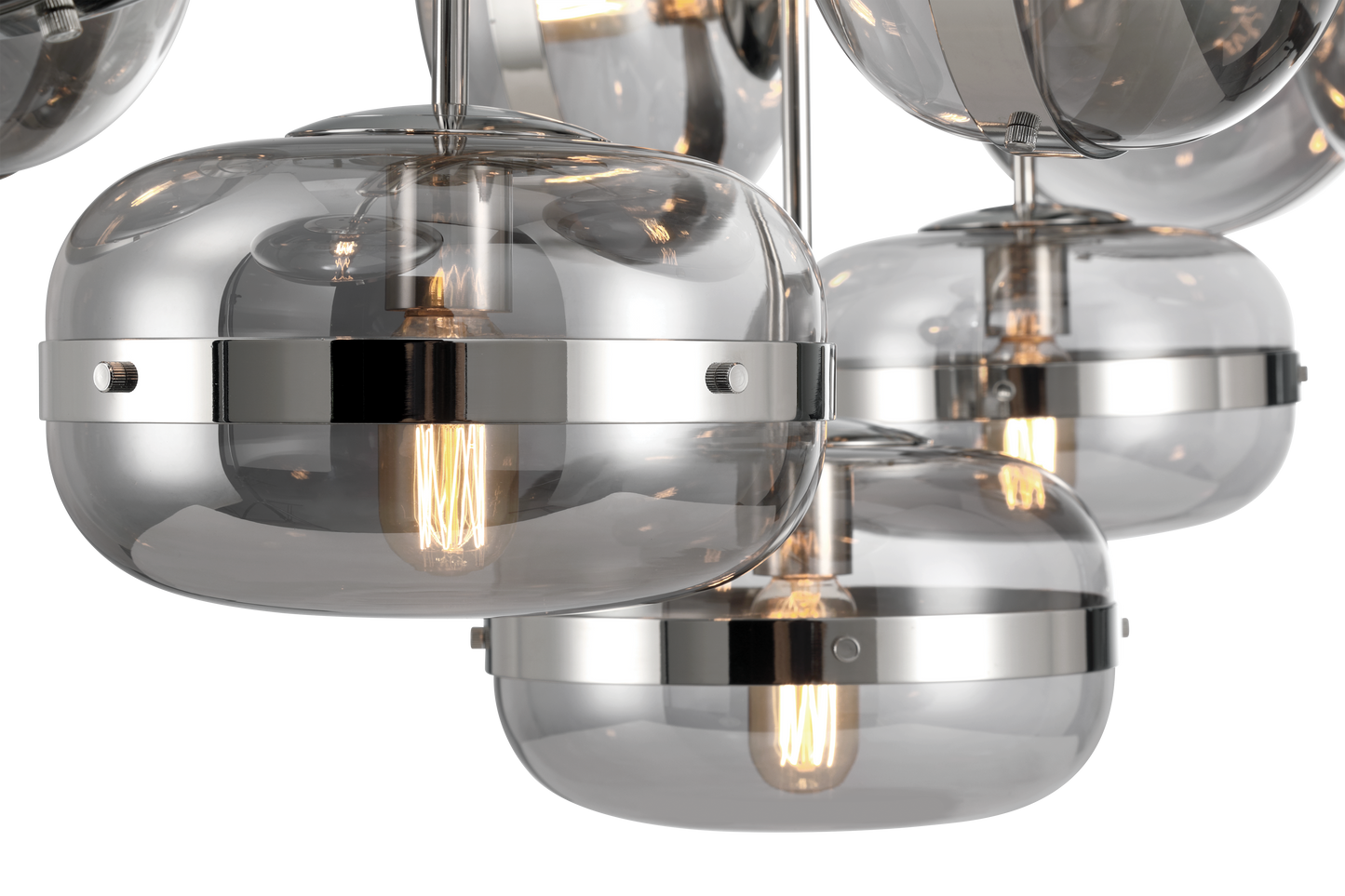 Eurofase Lighting Nottingham 54" 10-Light Smoke Glass Shade Polished Nickel Chandelier