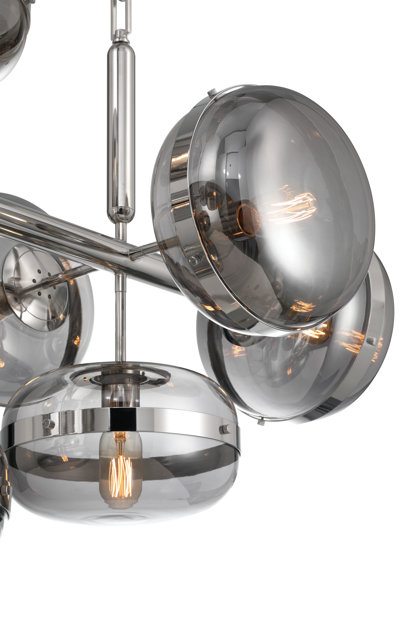 Eurofase Lighting Nottingham 54" 10-Light Smoke Glass Shade Polished Nickel Chandelier