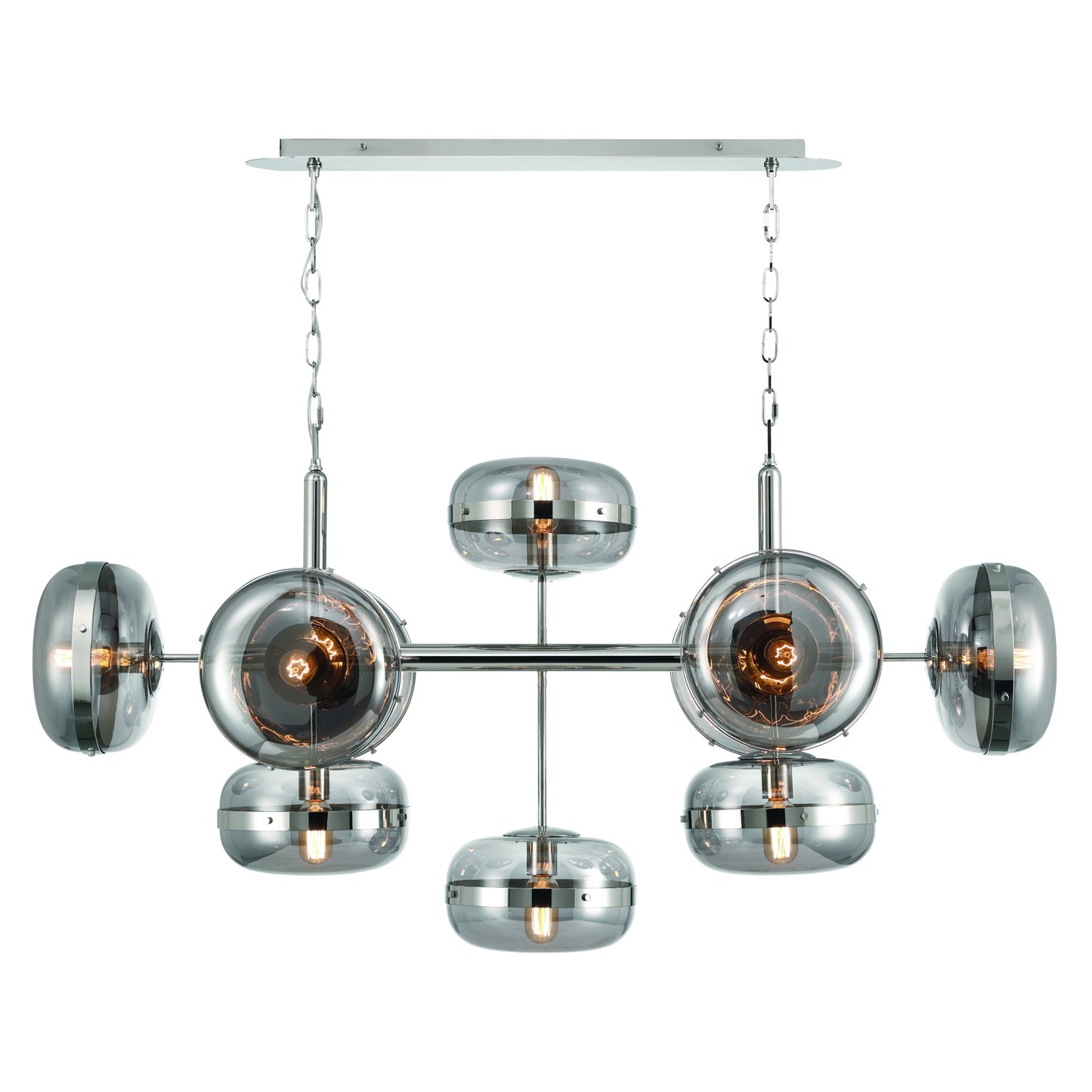 Eurofase Lighting Nottingham 54" 10-Light Smoke Glass Shade Polished Nickel Chandelier