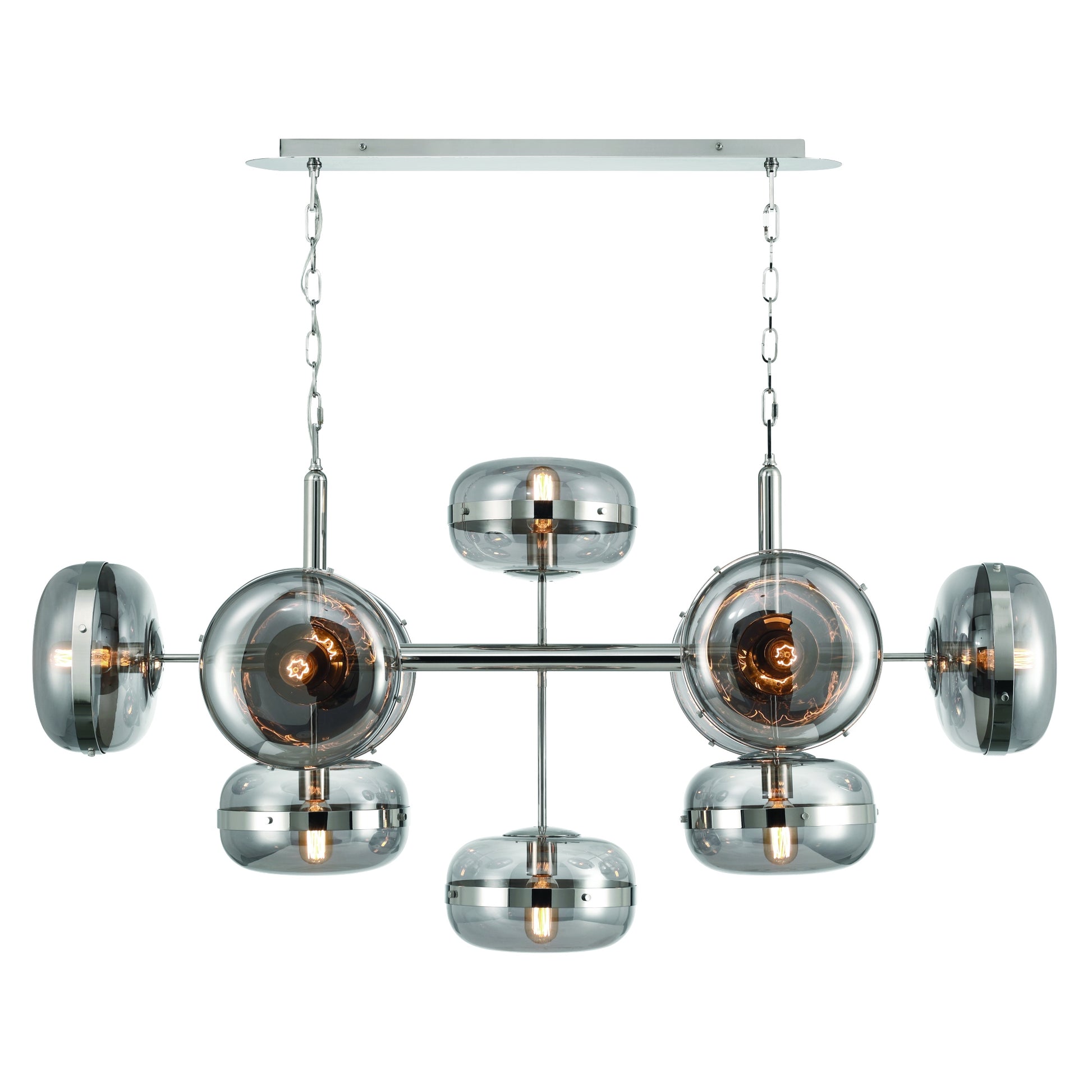 Eurofase Lighting Nottingham 54" 10-Light Smoke Glass Shade Polished Nickel Chandelier