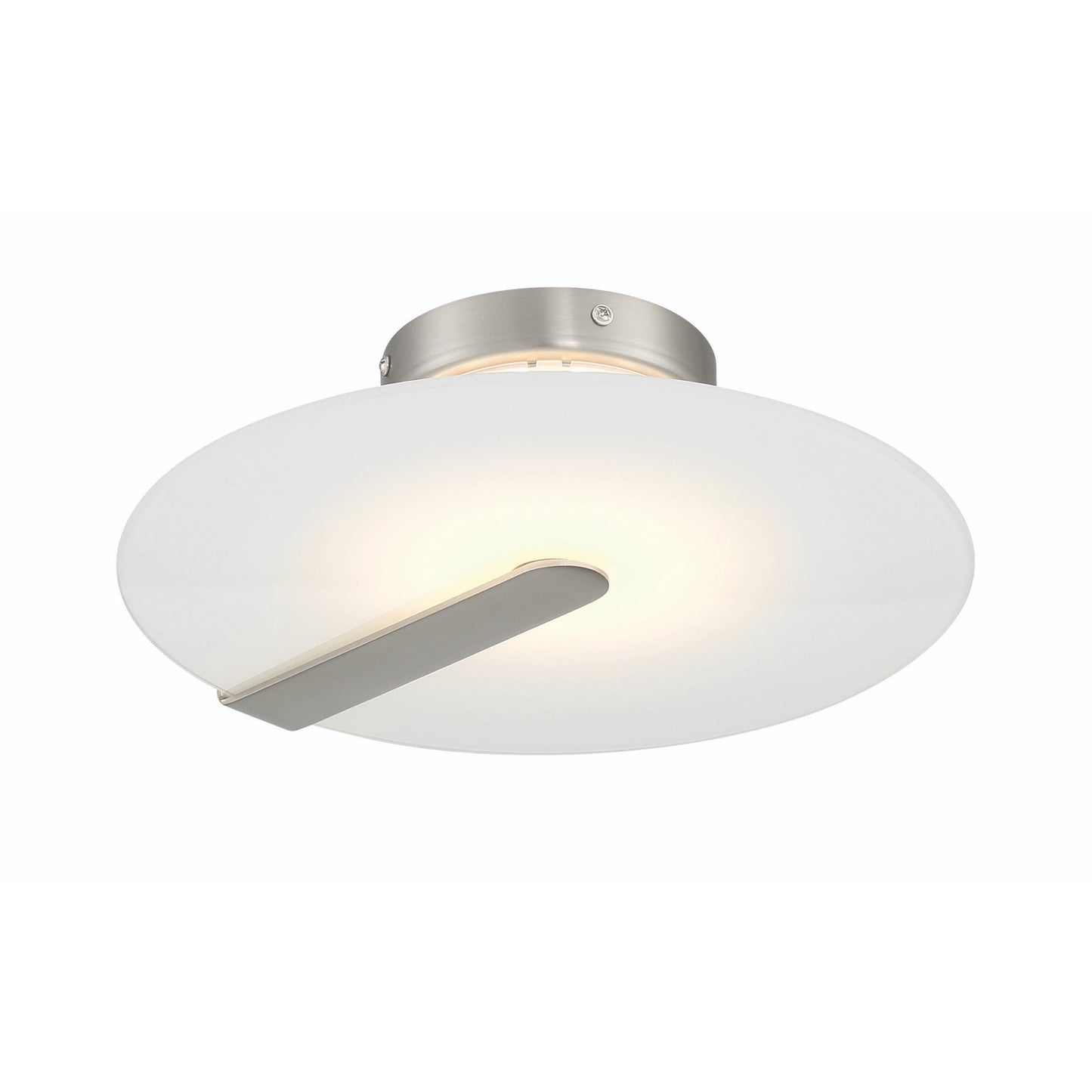 Eurofase Lighting Nuvola 12" Dimmable Integrated LED Satin Nickel Flush Mount With White Glass Shade
