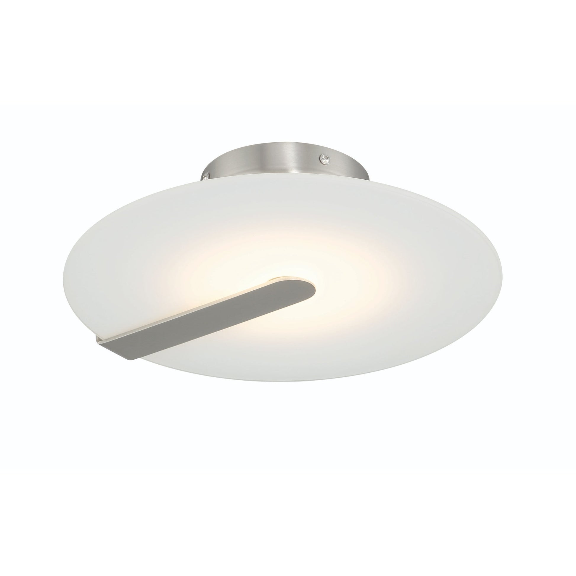 Eurofase Lighting Nuvola 12" Dimmable Integrated LED Satin Nickel Flush Mount With White Glass Shade