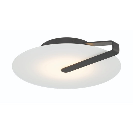 Eurofase Lighting Nuvola 17" Dimmable Integrated LED Matte Black Flush Mount With White Glass Shade