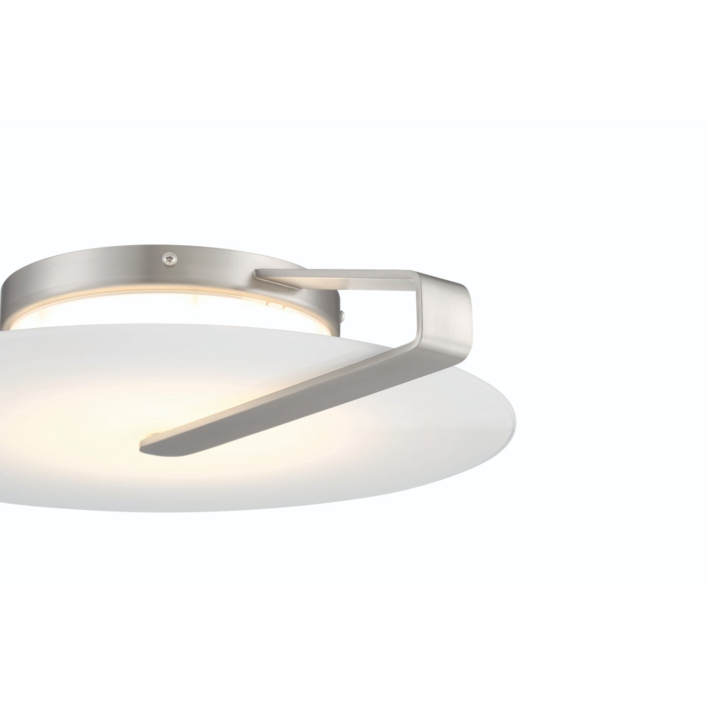 Eurofase Lighting Nuvola 17" Dimmable Integrated LED Satin Nickel Flush Mount With White Glass Shade