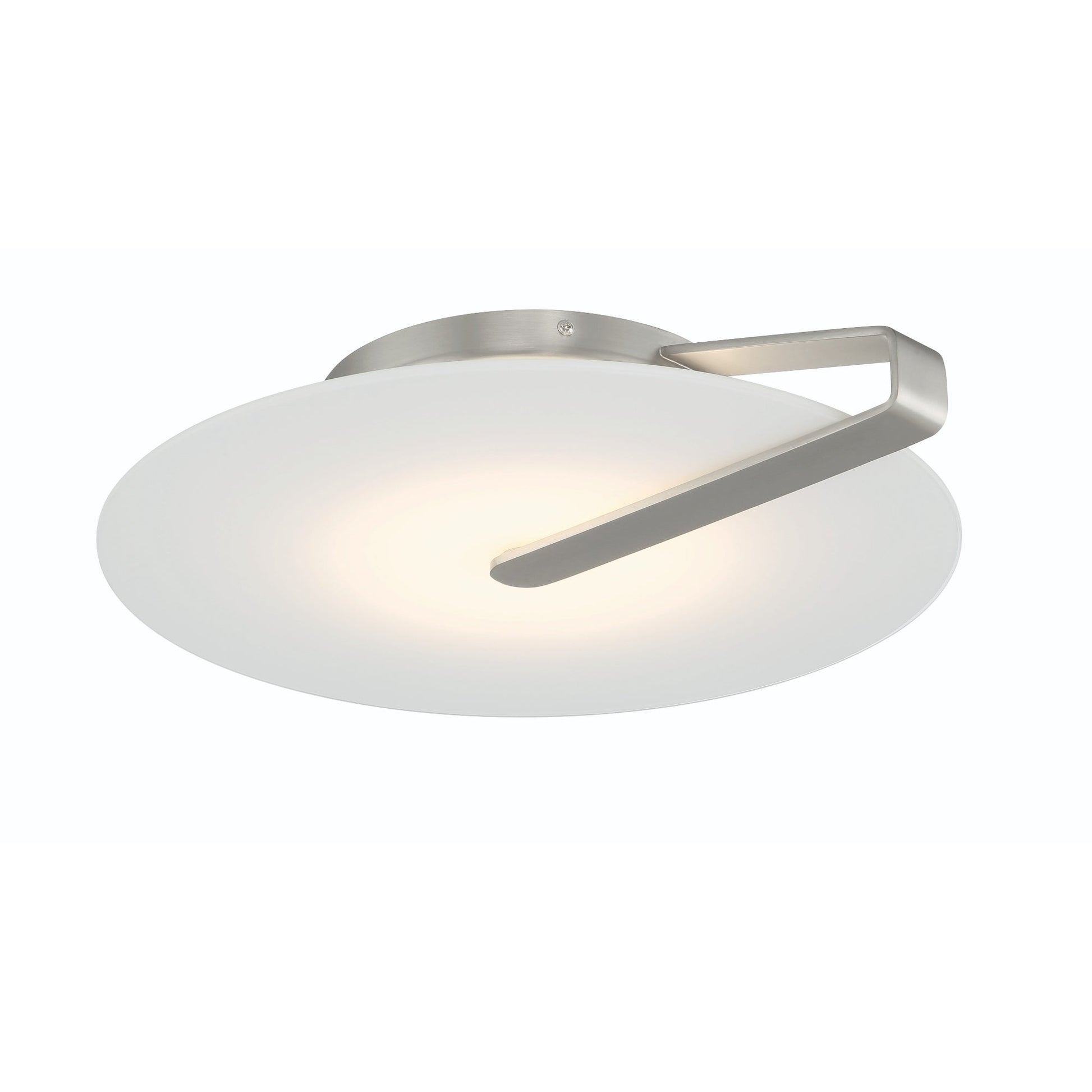 Eurofase Lighting Nuvola 17" Dimmable Integrated LED Satin Nickel Flush Mount With White Glass Shade