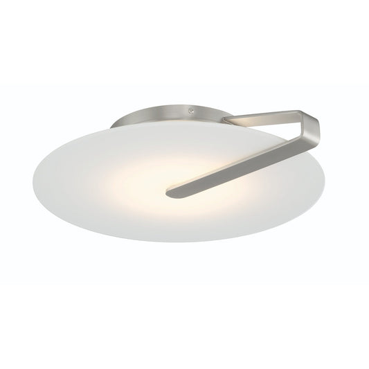 Eurofase Lighting Nuvola 17" Dimmable Integrated LED Satin Nickel Flush Mount With White Glass Shade