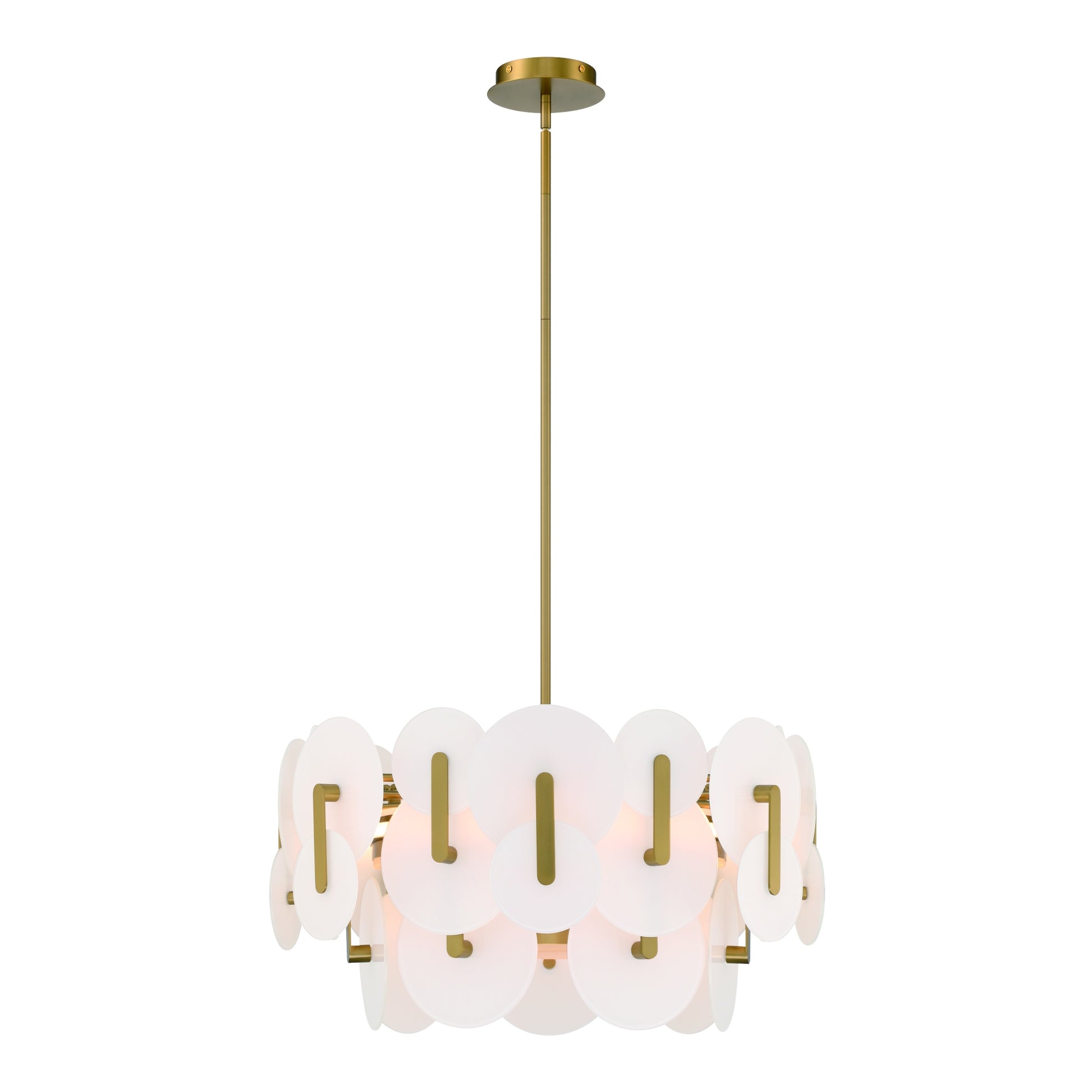 Eurofase Lighting Nuvola 24" 2-Light Integrated LED White Glass Shade Gold Chandelier
