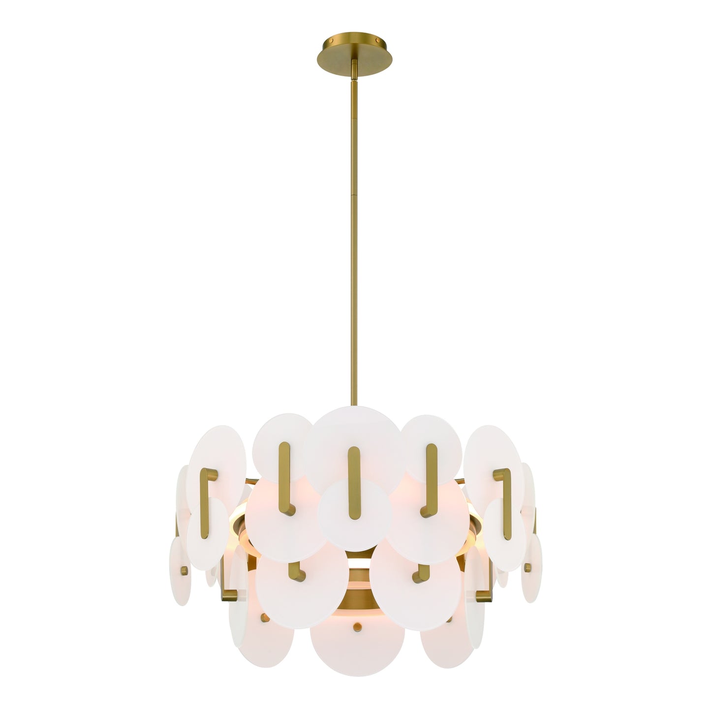 Eurofase Lighting Nuvola 24" 2-Light Integrated LED White Glass Shade Gold Chandelier