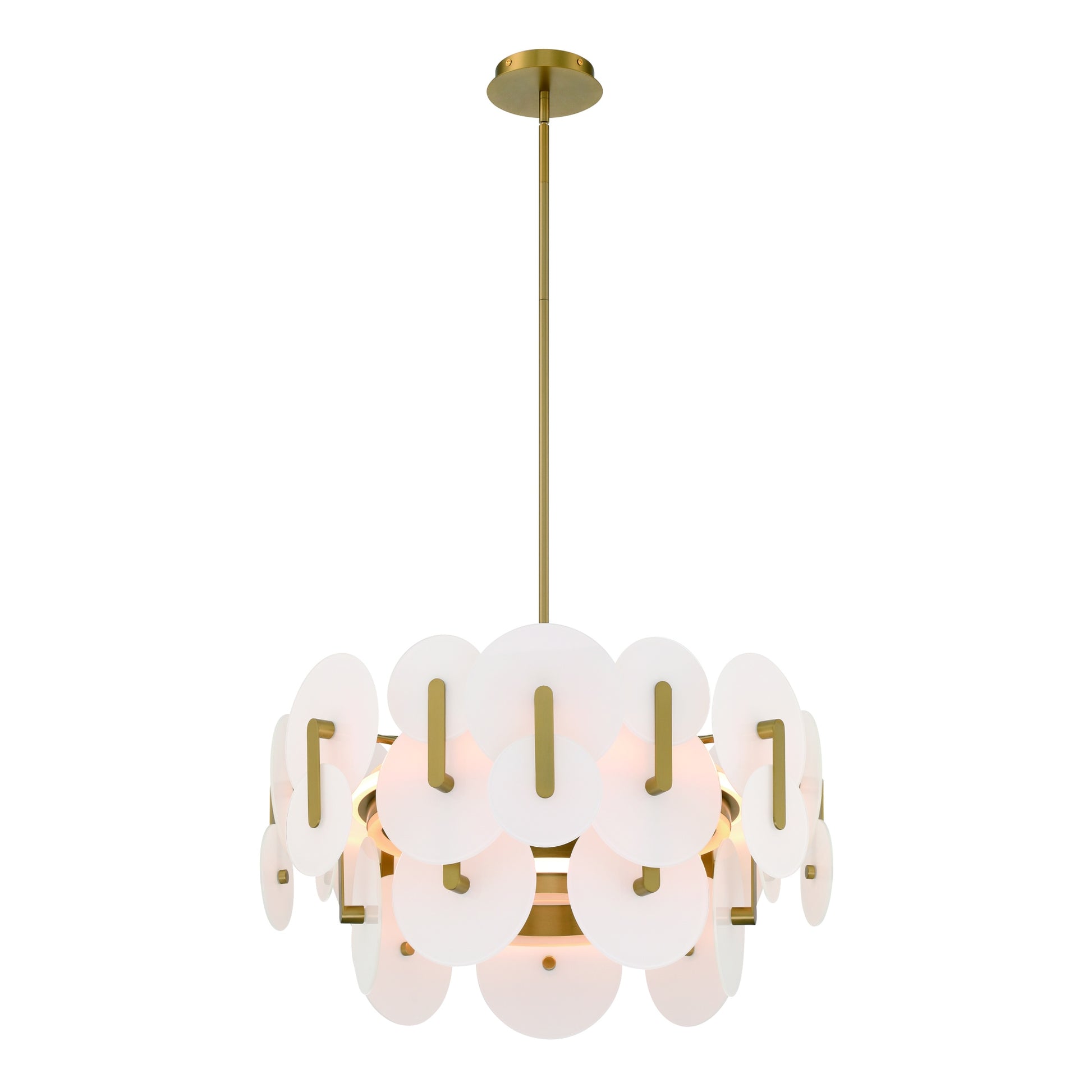 Eurofase Lighting Nuvola 24" 2-Light Integrated LED White Glass Shade Gold Chandelier