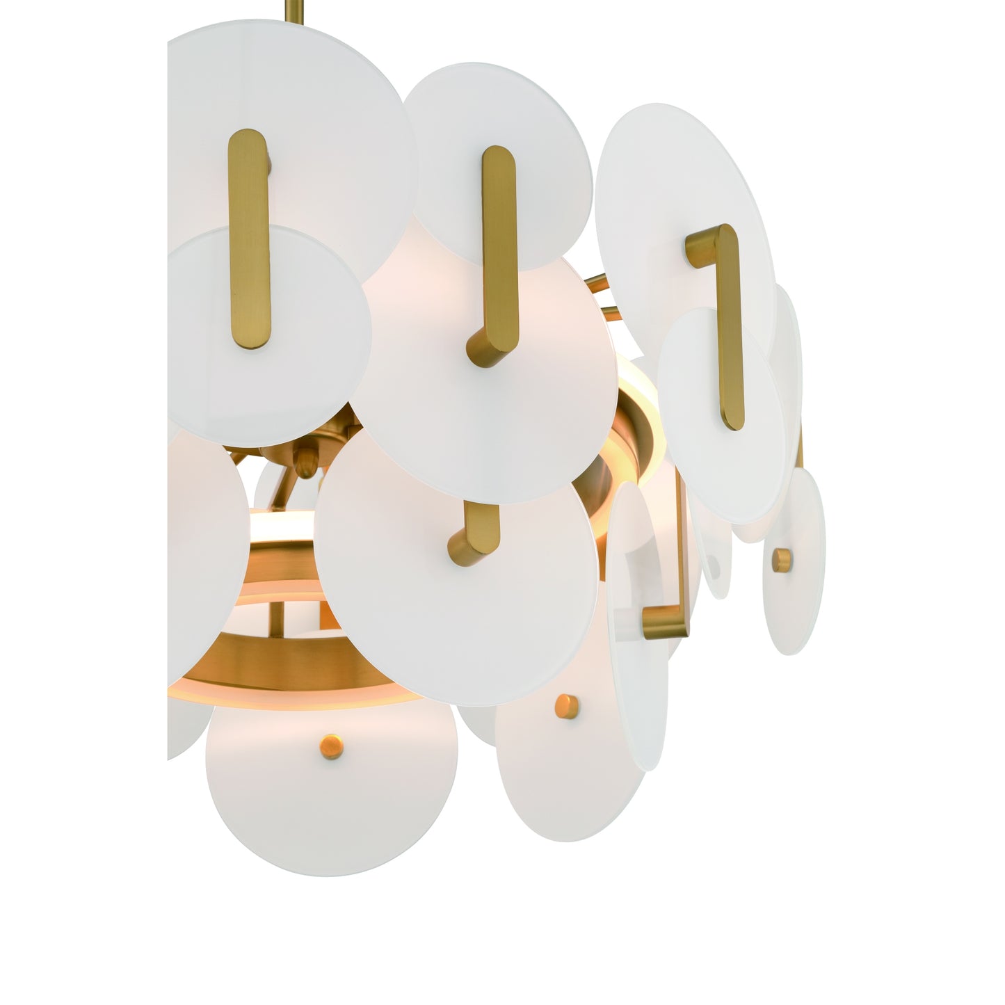 Eurofase Lighting Nuvola 24" 2-Light Integrated LED White Glass Shade Gold Chandelier