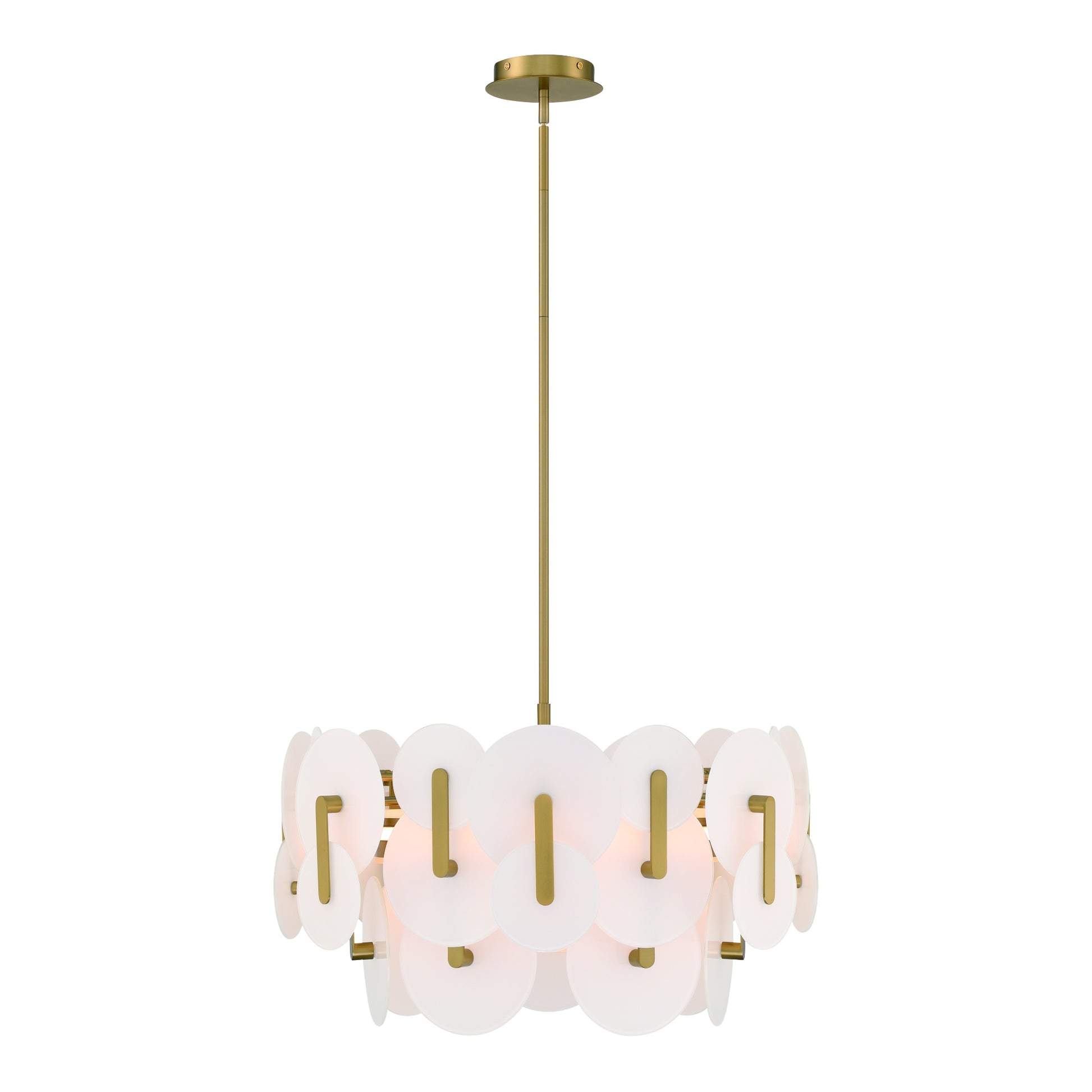 Eurofase Lighting Nuvola 24" 2-Light Integrated LED White Glass Shade Gold Chandelier