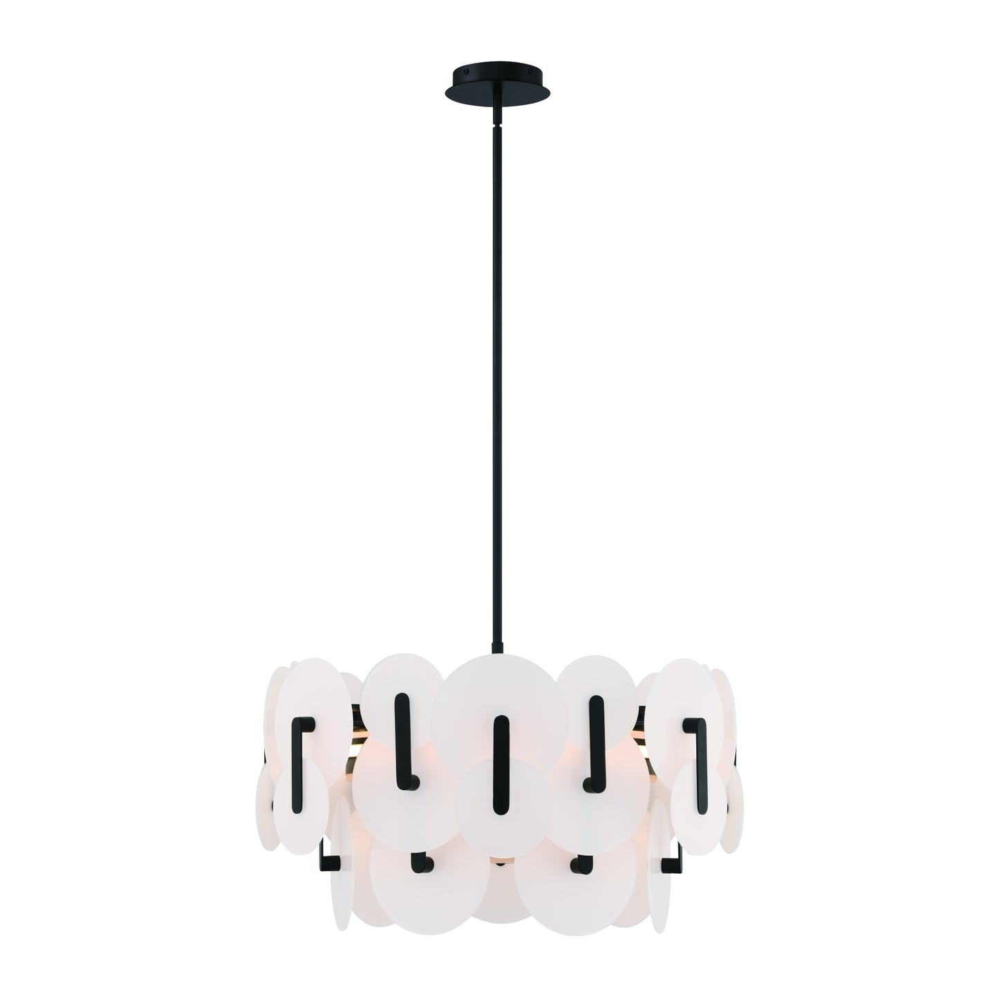 Eurofase Lighting Nuvola 24" 2-Light Integrated LED White Glass Shade Matte Black Chandelier