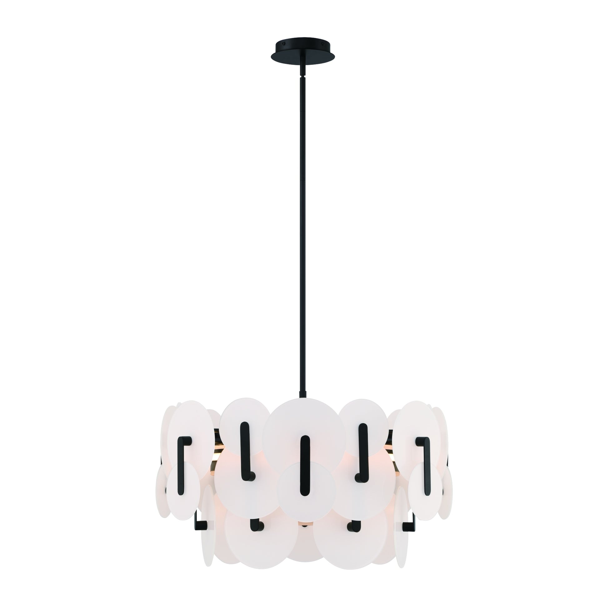 Eurofase Lighting Nuvola 24" 2-Light Integrated LED White Glass Shade Matte Black Chandelier