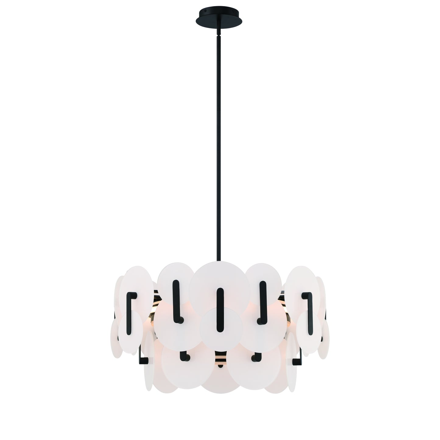 Eurofase Lighting Nuvola 24" 2-Light Integrated LED White Glass Shade Matte Black Chandelier