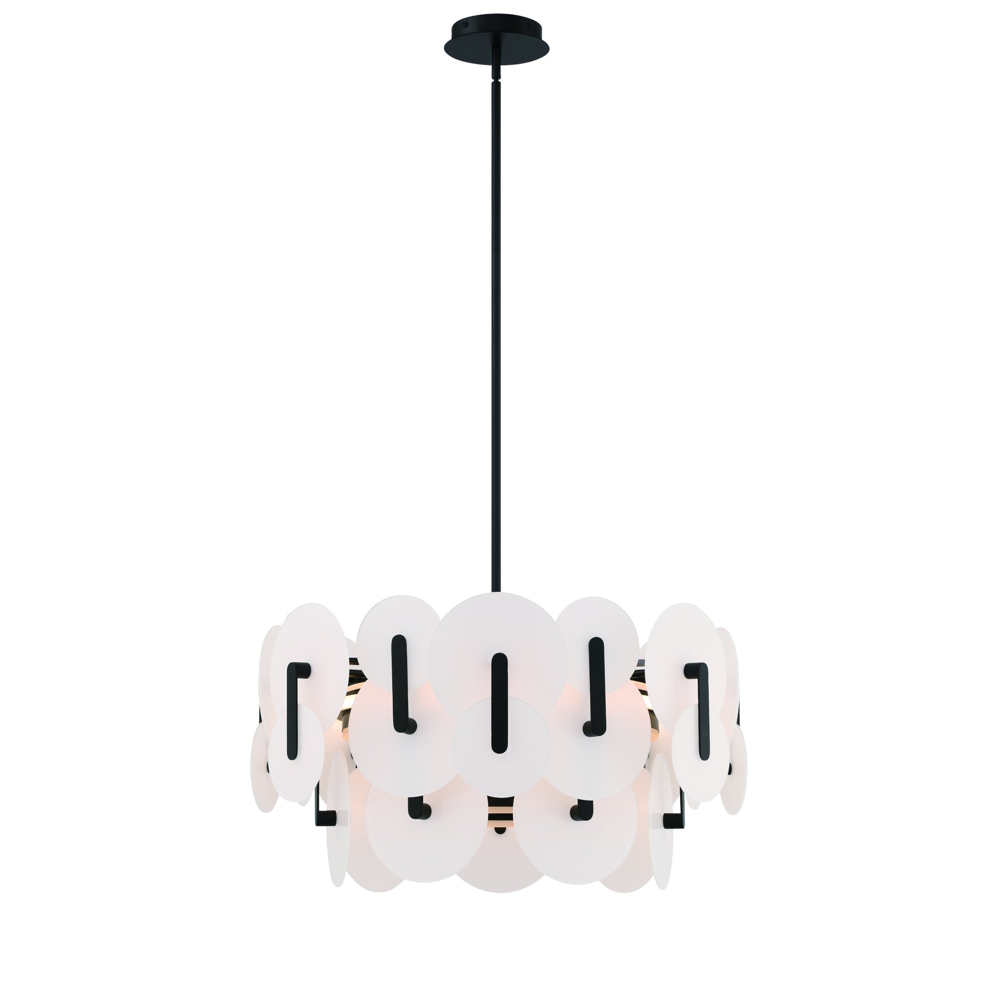 Eurofase Lighting Nuvola 24" 2-Light Integrated LED White Glass Shade Matte Black Chandelier